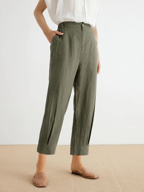 Green Linen Pants, High Waisted Cropped Pants, Casual Linen Pants, Cropped Linen Pants, Linen Crops, Linen Pants Women, Loose Shirts, Cropped Style, Aaliyah