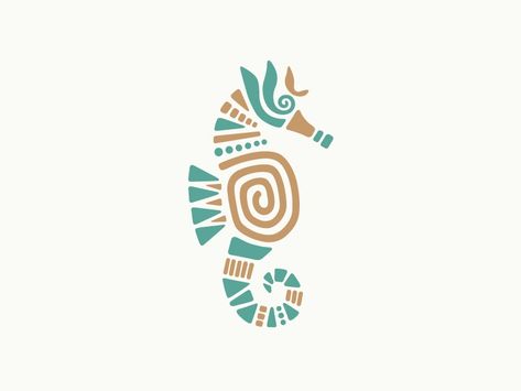 Seahorse Logo In Tribal Style by Jana Novak on Dribbble Sea Horse Logo, Starfish Logo, Coffee Symbol, Seahorse Logo, Ocean Logo, Shell Logo, Horse Logo Design, Sea Logo, Funny Earrings