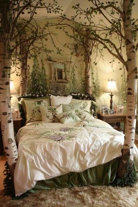 Bedroom Wall Decor Above Bed, Forest Bedroom, Whimsical Bedroom, Fantasy Bedroom, Natural Bedroom, Best Bedroom, Christmas Decorations Living Room, Aesthetic Rooms, Dreamy Bedrooms