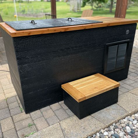 DIY Cold Plunge Outdoor Sauna Cold Plunge Ideas Backyards, Diy Cold Plunge Bath, Homemade Cold Plunge Tub, Deep Freezer Cold Plunge, Ice Plunge Diy, Diy Cold Plunge Tub Freezer, Diy Ice Plunge, Diy Ice Bath Tub, Ice Bath Tub Diy