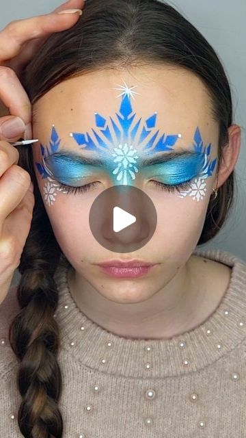 Ice Princess Makeup For Kids, Ice Princess Face Paint, Frozen Face Paint Easy, Elsa Face Paint Easy, Olaf Face Paint, Elsa Makeup For Kids, Snowflake Face Paint, Girls Face Painting Ideas, Face Paint Videos