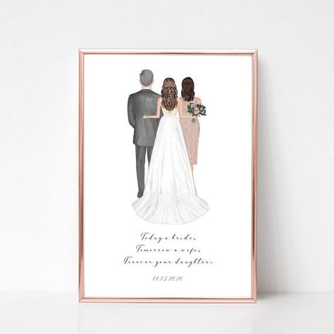 Parents Of The Bride, Wedding Print, Wedding Gifts For Parents, Wedding Prints, Dress Hairstyles, Custom Wedding Dress, Personalised Prints, Bride Gift, Wedding Etsy