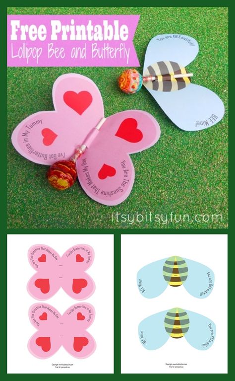 Bee Lollipop, School Valentines Treats, Cheese Dippers, Student Valentines, Tootsie Pop, Kids Origami, Michaels Craft, Butterfly Template, Valentine Crafts For Kids