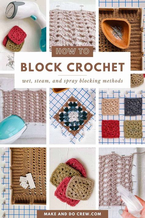 Learn when blocking in crochet is necessary, what tools you need, and how to block crochet with wet blocking, spray blocking, steam blocking, and dry blocking. How To Block Crochet Work, Blocking Crochet, Crochet Directions, Crochet Blocking, Crocheting Tips, Crochet Baby Hats Free Pattern, Block Crochet, Easy Beginner Crochet Patterns, Crochet Potholder Patterns