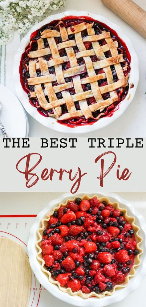 Very Berry Pie Recipe, Frozen Berry Pie, Mixed Berry Pie Recipe, Berry Pie Recipe, Triple Berry Pie, Mixed Berry Pie, Frozen Berries, Berry Pie, Very Berry