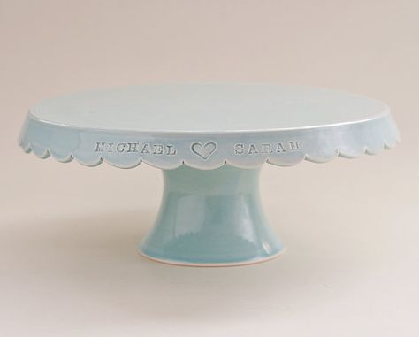 wedding cake stands Scalloped Cake Stand, Personalized Cake Stand, Scalloped Cake, Cake Stand Ceramic, Wedding Cake Stand, Key West Wedding, Vintage Cake Stands, Custom Wedding Cakes, Pottery Inspiration