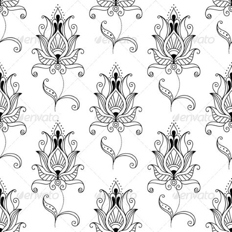 Seamless Pattern of Persian Floral Motifs by VectorTradition | GraphicRiver Realistic Photos, Flower Print Pattern, Arabesque Design, Persian Art Painting, Red Carpet Runner, Ancient Persian, Persian Motifs, Flower Stencil, Persian Pattern