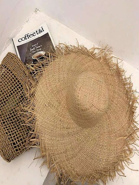 Oversized Wide Brim Hats Boho Raw Hem Sun Hat Elegant Summer Straw Hats Trendy Khaki Travel Beach Hats For Women Girls | SHEIN USA Summer Straw Hat, Beach Hat, Wide Brimmed Hats, Wide Brimmed, Straw Hat, Sun Hats, Beach Trip, Women Girl, Hats For Women