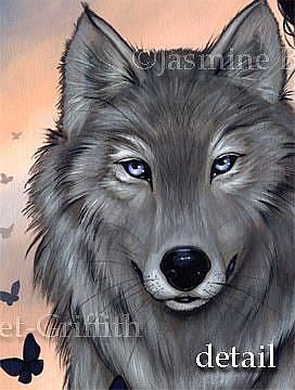 Silver Wolf - by Jasmine Ann Becket-Griffith from Gallery Wolves Painting Acrylic, Wolf Sketch, Wolf Painting, Easy Acrylic Painting, Teen Art, Painted Faces, Wolf Drawing, Silver Wolf, New Painting