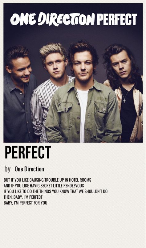 minimal poster of the song perfect by one direction Polaroid Camera Pictures, Home One Direction, Maya Henry, One Direction Albums, 1d Songs, One Direction Songs, Polaroid Template, Harry Styles Poster, Vintage Music Posters