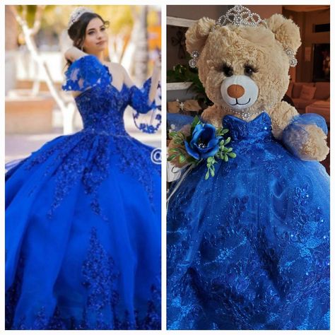 Quinceanera Bear Purple, Quinceanera Last Teddy Bear, Quince Bear Blue, Quince Teddy Bear Blue, Quinceanera Bear, Quinceanera Dolls Blue, Mexican Quinceanera, Bear Dress, Blue Sweet 16