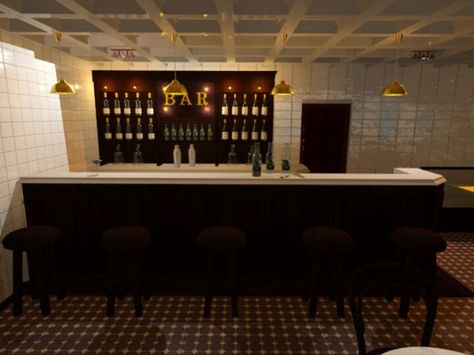 Bar counter Bar Bloxburg Ideas, Bloxburg Bar Ideas, Bloxburg Bar, Bloxburg Club, Bloxburg Resort, How To Make A Bar, Bloxburg Town, Home Bar Areas, City Ideas