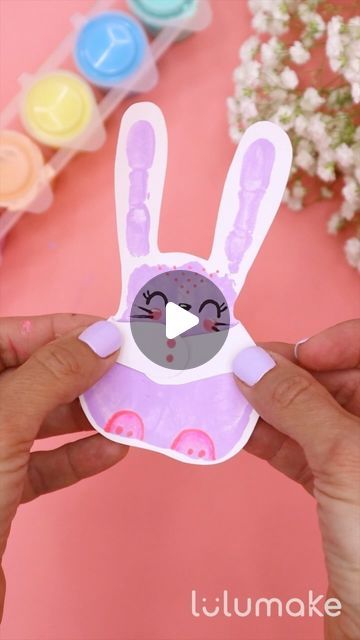 Craft Handprint, Preschool Craft Activities, Easter Paper Crafts, Bunny Craft, Frog Crafts, Tempera Paint, Handprint Craft, Kindergarten Crafts, Adorable Bunny