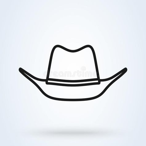 Line Art Cowboy Hat, Cowboy Hat Doodle, Cowboy Line Art, Cowboy Hat Outline, Cowboy Hat Drawing, Dzimšanas Diena, Hat Drawing, Cute Small Drawings, Hat Vector