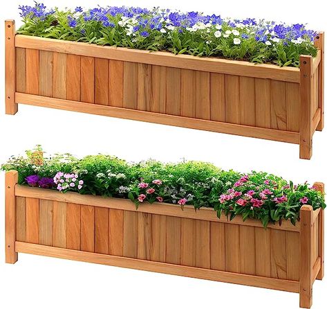 Large Rectangular Planters, Large Wooden Planters, Window Box Plants, Rectangle Planters, Hedging Plants, Wooden Construction, Rectangular Planters, Garden Windows, Wooden Planters