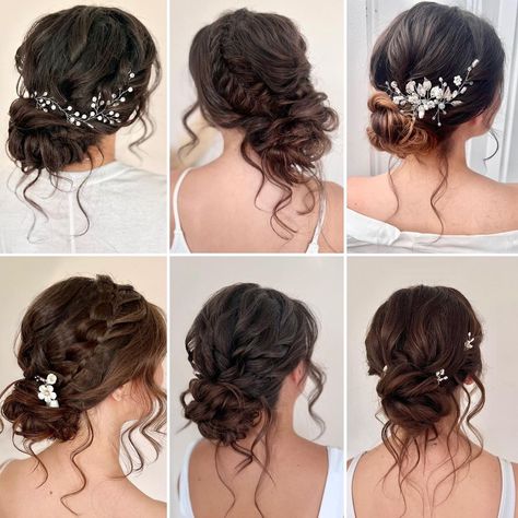 Dropping some love for my low-bun brunettes 🤎 . . . . . . . #weddinghair #bride #bridesmaidhair #hairreel #hairinspo #reeltutorial… | Instagram Bridal Ponytail, Bride 2024, Brunette Bride, Bridal Hairstylist, Bridal Stylist, 2024 Bride, Bridal Bun, Boho Wedding Hair, Hair St