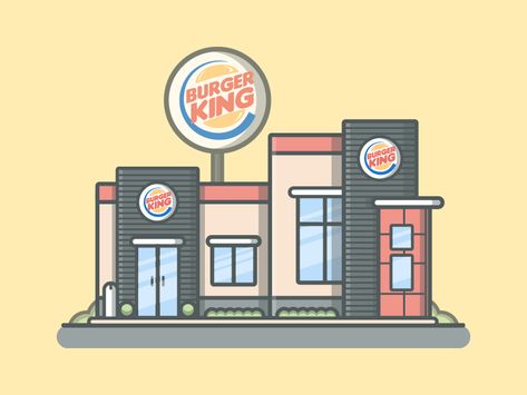 Burger King° 🍔👑 by catalyst on Dribbble House Design Drawing, Food Illustration Design, Cartoon Building, Arte Doodle, Building Illustration, King Design, House Sketch, Architecture Design Sketch, Architecture Design Drawing