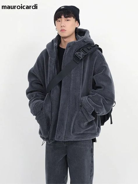 none Sherpa Jacket Men, Man Clothes, Distressed Sweatshirt, Streetwear Essentials, Racing Jacket, Coat Men, Crop Top Sweatshirt, Mode Masculine, Oversized Coat