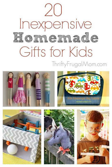 20 Inexpensive Homemade Gifts for Kids- an awesome collection of fun, easy to make gifts for kids. Not only will they save you money, they are unique and sure to be loved and enjoyed! Homemade Gifts For Preschoolers, Craft Ideas For 10 Years, Diy Gifts For Preschoolers, Homemade Gifts For Grandkids, Useful Homemade Christmas Gifts, Diy Christmas Gifts To Give Kids, Diy Gift For Daughter, Easy Gifts To Make For Kids, Diy Gifts For Boys Under 10