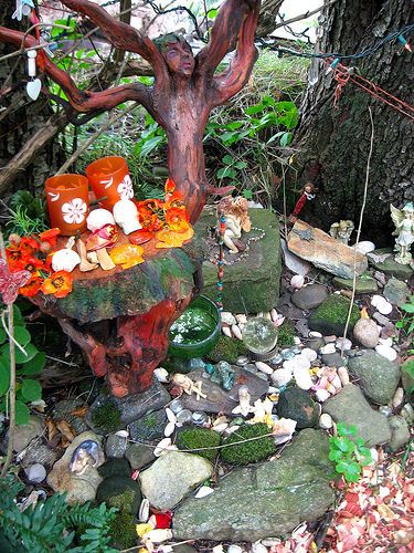 Altar in the Faerie Garden, Brushwood, Sherman, New York, July 2013 | by lisby1 Faerie Altar, Witches Garden, Faerie Garden, Witch Garden, Faeries Gardens, Fairy Magic, Alchemy, Pretty Things, Crossover