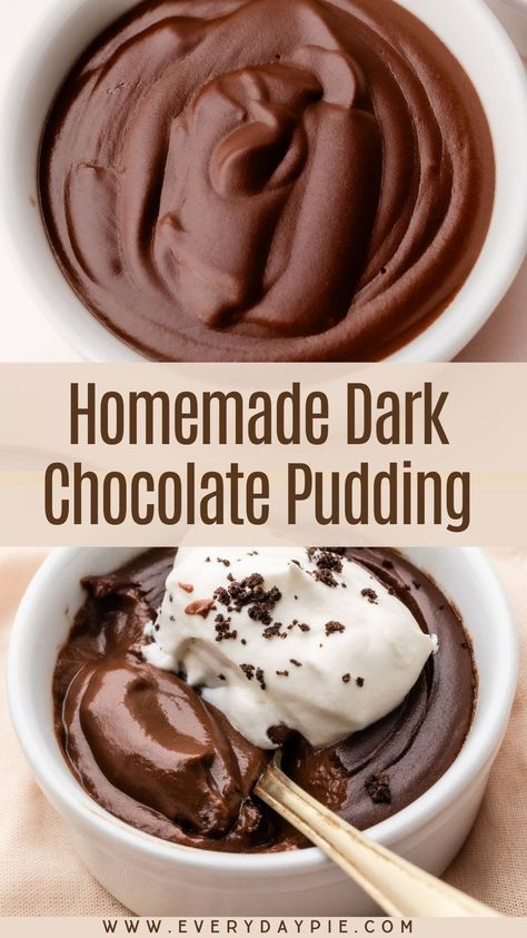 This silky smooth Dark Chocolate Pudding is a quick and irresistible dessert, taking just 15 minutes to make with common kitchen ingredients. Homemade Pudding Chocolate, Dark Chocolate Sweets, Chocolate Pudding Recipe Easy, Scrambled Egg Chocolate Pudding, Quick And Simple Desserts, Milk Dessert Recipes Simple, Minute Tapioca Pudding Recipe, Homemade Instant Pudding, Last Minute Desserts Quick