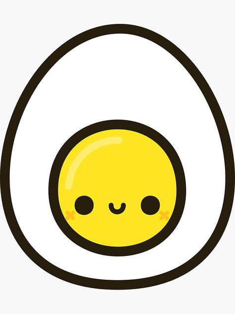 "Yummy egg" Sticker by peppermintpopuk | Redbubble Super Easy Drawings For Kids, Egg Drawing Cute, Cute Egg Designs, Diy Stickers Ideas Draw, Egg Doodle, Drawing Eggs, Eggs Drawing, Egg Drawing, Drawing For Kids Easy