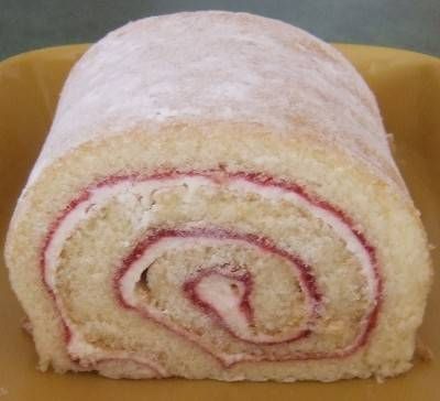 JELLY ROLL (use a sponge cake reciepe)  strawberry jelly roll cake -     1/2 cup flour  1 teaspoon baking powder  4 eggs  1 teaspoon vanilla, divided  1 cup sugar, divided  1/2 cup butter, softened  3 plus cups powdered sugar  milk, optional  1/3 cup strawberry jam (the kind without whole berries in it)  Preparation:    Early in the day, or the day before serving, preheat oven to 375 degrees F. Grease jelly roll pan (15x10x1-inch). Line with parchment paper and grease again. Spread clean dish... Jelly Roll Recipe, Strawberry Upside Down Cake, Strawberry Roll, Roll Cake Recipe, Jelly Roll Cake, Strawberry Roll Cake, Swiss Rolls, Cake Rolls, Cake Roll Recipes