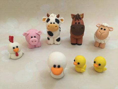 Farm Birthday Cakes, Barnyard Cake, Farm Animal Cakes, Animals Cake, Topper Fondant, Farm Cake, Horse Cake, Animal Cupcakes, Fondant Animals