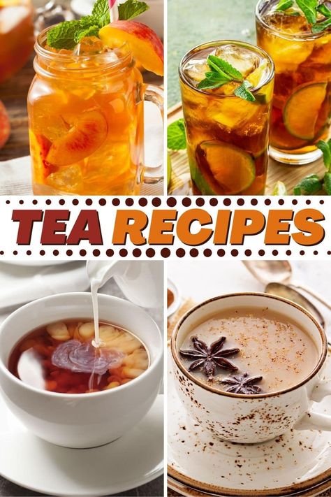 Try these tea recipes the next time you're looking for a tasty drink! From sweet tea to green tea to a chai tea latte, bring the tearoom right into your home. Gourmet Lemonade, Diy Tea, Tea Time Food, Apple Tea, Chai Tea Latte, Tea Health Benefits, English Breakfast Tea, Tea Diy, Tea Latte