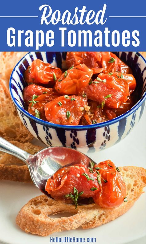 Oven Baked Tomatoes, Grape Tomato Recipes, Mini Tomatoes, Baked Tomato Recipes, Roasted Grape Tomatoes, Vegetarian Noodles Recipes, Veg Soup, Vegetarian Pasta Recipes, Tomatoes Recipe