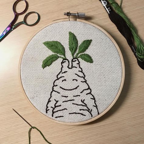 Regina 🏳️‍🌈 on Instagram: “Happiest(not spookiest) little Mandrake is now available in my shop! I’ve added the option to choose your hoop color of natural or black 🤗🌿…” Coin Purse, I Shop, Wallet, Embroidery, On Instagram, Black, Color, Instagram, Nature