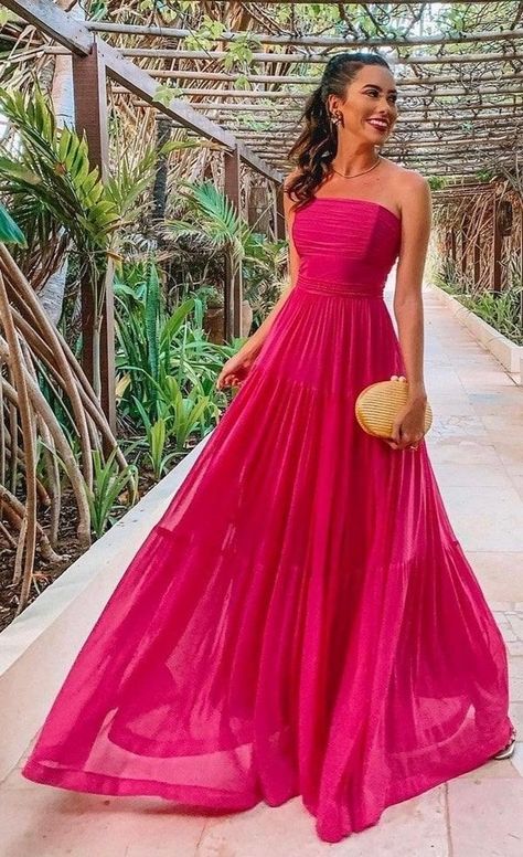 Fucsia Dress Outfit Wedding, Pink Night Dress, Long Pink Dress, Pink Party Dress, Dream Prom Dress, Pink Long Dress, Dream Prom, Pink Gown, Classy Prom Dresses