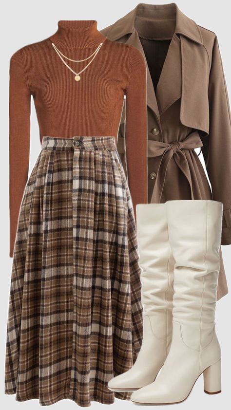 #fallaesthetic #brown #modestfashion #skirt #modestoutfit #falloutfit #autumnaesthetic #vintage #churchoutfit #burntorange #outfitinspo #christiangirl Winter Outing Outfit, Outing Outfit, Skirt Outfits Fall, Cute Modest Outfits, Fashion Top Outfits, Modest Dresses Casual, Stylish Work Attire, Jumpsuit Elegant, Look Older