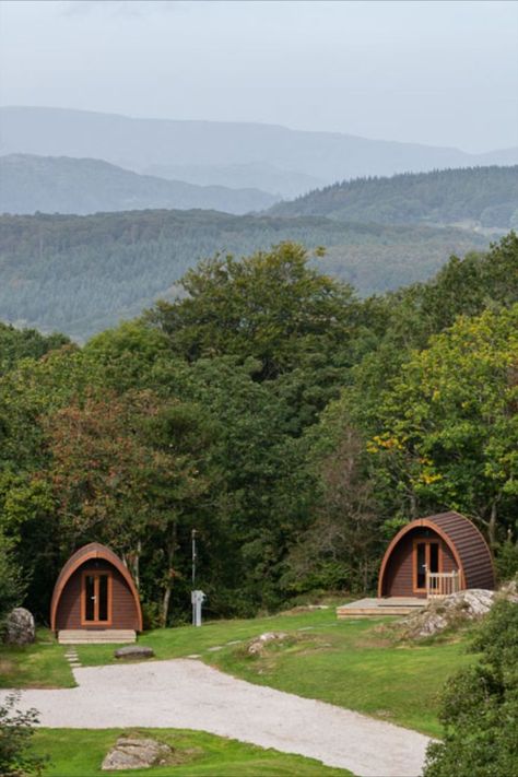 Lake District glamping pods overlooking Lake Windermere Lake District Camping, Camping Pods, Camping Pod, Camp Lake, 2023 Mood, Caravan Holiday, Camping Park, Self Catering Cottages, Uk Holidays