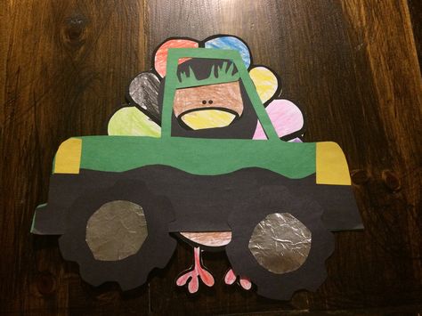 Tom the turkey MonsterTruck Disguise Disguise A Turkey Race Car Driver, Monster Truck Turkey Disguise, Disguise A Turkey Monster Truck, Fall Fun Crafts, Fun Crafts For Toddlers, Tom The Turkey, Turkey In Disguise, Boys Crafts, Initial Decor