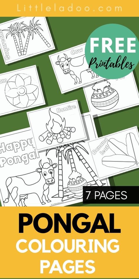 Pongal Colouring Pages For Kids, Pongal Activities For Kids, Pongal Crafts For Kids, Colouring Pages For Kids, Printable Colouring Pages, Printable Colouring, Printable Coloring Sheets, Fun Printables, Art Activities For Kids