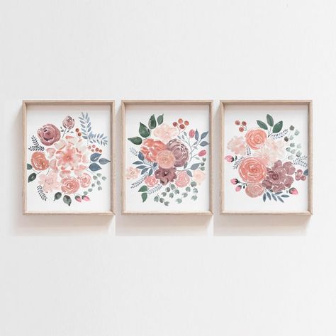 Watercolor Floral Nursery, Floral Nursery Art, Girls Nursery Floral, Floral Nursery Decor, Girl Nursery Wall, Nursery Art Girl, Peony Print, Girly Wall Art