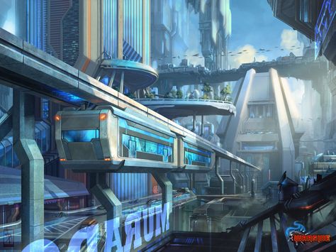 Kota Masa Depan, Ville Cyberpunk, Scifi City, Sci Fi City, Sci Fi Environment, Cyberpunk City, Arte Cyberpunk, Decoration Originale, Futuristic City