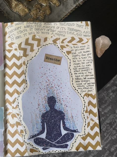 Spiritual bullet journal scrapbook page ideas Spiritual Journal Pages, Spiritual Scrapbook, Spiritual Journal Ideas, Collage Notebook, Spiritual Drawings, Bullet Journal Scrapbook, Journey Journal, Scrapbook Page Ideas, Journal Therapy