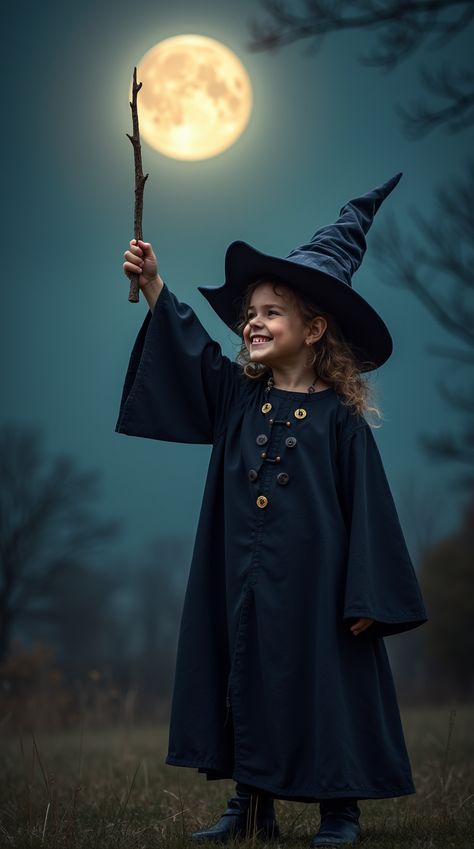 Photo of a child on Halloween Enchanting Spells, Magical Wand, Magical Night, The Full Moon, New Adventures, Full Moon, Wizard, The Magic, Flight