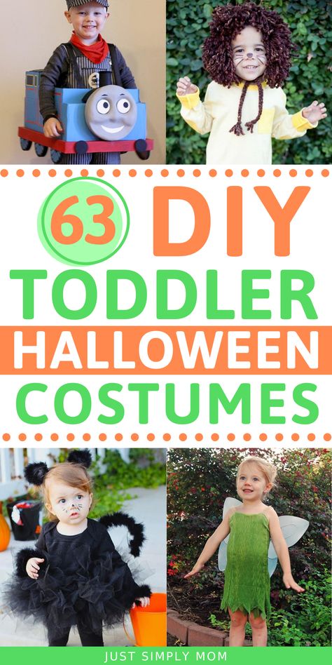 63 DIY Toddler Halloween Costumes - Just Simply Mom Diy Toddler Halloween Costumes, Halloween Costumes For Toddlers, Last Minute Halloween Kostüm, Costumes For Toddlers, Old Halloween Costumes, Quick Halloween Costumes, Toddler Girl Halloween, Diy Kostüm, Hallowen Costume