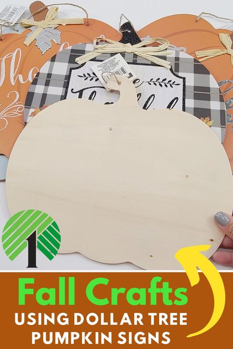 Pumpkin Crafts Dollar Tree, Dollar Tree Wooden Pumpkin Crafts, Dollar Tree Pumpkin Sign Makeover, Fall Craft Dollar Tree, Dollar Tree Wooden Pumpkins Craft Ideas, Dollar Tree Turkey Wood Cutout Diy, Dollar Tree Wood Pumpkins Craft Ideas, Dollar Tree Acorn Craft, Dollar Store Pumpkin Crafts