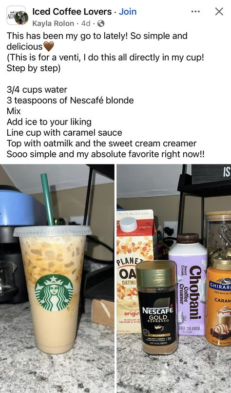 Nescafe Gold Espresso Iced Coffee Recipe, Home Starbucks Drinks, Frappachino Recipe, Sugar Free Starbucks Drinks, Cold Coffee Drinks Recipes, Instant Coffee Recipes, Diy Coffee Drinks, Homemade Coffee Drinks, Homemade Iced Coffee