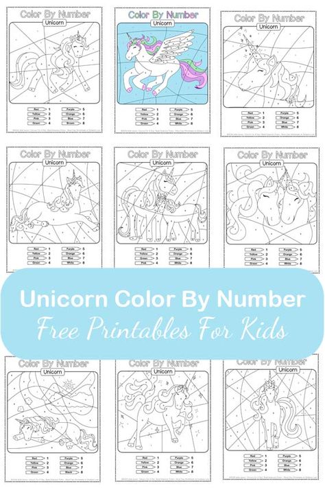 Free Printable Unicorn Color by Number Worksheets for Kids | Educational Activities Unicorn Color By Number Free Printable, Unicorn Color By Number, Kids Educational Activities, Tracing Worksheets Free, Dot Worksheets, Letter Games, Unicorn Printables, Rhyming Books, Do A Dot