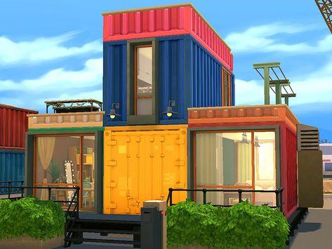 2 bedroom, 1 bathroom container home for your sims. Perfect for two friends or two couples. Found in TSR Category 'Sims 4 Residential Lots' Sims4 Container House, Container House Sims 4, Bathroom Containers, Townhouse Designs, Outdoor Retreat, Sims Community, Shipping Container, Sims Resource, Luxury House