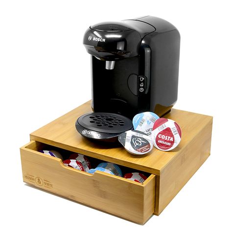 Bamboo 64 Coffee Pod Drawer | Tassimo Pod Compatible | Coffee Machine Stand | Pod Drawer Dispenser | Kitchen Storage | M&W: Amazon.co.uk: Kitchen & Home Coffee Drawer, Wooden Kitchen Storage, Coffee Pods Drawer, Pull Out Drawer, Coffee Cart, Coffee Pod Holder, Coffee Stands, First Coffee, Coffee Pods