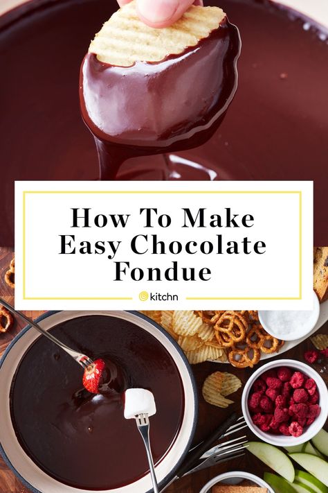 Easy Chocolate Fondue Recipe, Easy Fondue, Chocolate Fondue Recipe, Fondue Recipe, Fondue Recipes, Dessert Party, Köstliche Desserts, Decadent Chocolate, Easy Chocolate