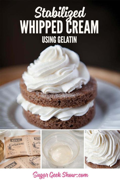 Stabilized Whip Cream With Gelatin, Stabilized Whipped Cream Frosting With Gelatin, Gelatin Whipped Cream, Stabilised Whipped Cream, Stabilized Whipped Cream With Gelatin, Stabilized Whipped Cream Without Gelatin, Gelatin Frosting, Whipped Cream With Gelatin, Stablized Whipped Cream