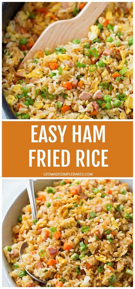 Leftover Ham And Rice Recipes, Ham Fried Rice Easy, Fried Rice Ham, Rice And Ham Recipes, Fried Rice With Ham And Egg, Ham Rice Recipes, Ham Fried Rice Recipe Chinese Food, Ham And Rice Recipes, Ham Fried Rice Recipe Easy