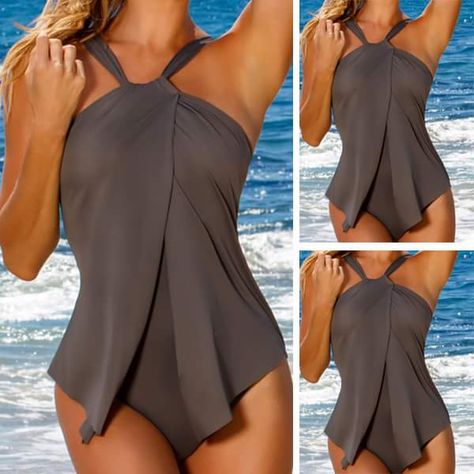 Gray One Piece, Plus Size One Piece, Halter One Piece Swimsuit, Plus Size Swimsuits, Plus Size Swimwear, Monokini, One Piece Swimwear, Summer Wear, Bathing Suit